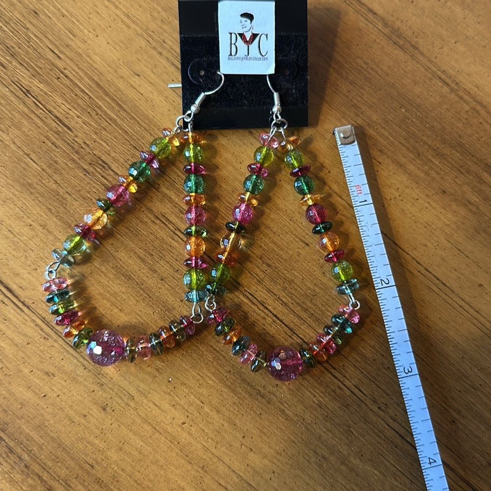 Multi-Colored Quartz Dangle Earrings. Blends with any outfit. - Picture 2 of 2